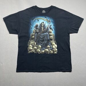 DOM Shirt Men Size 2XL Black Grim Reaper in Skeleton Throne - It’s About The Art